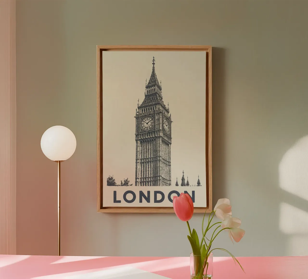 London – Big Ben Print - Linocut Series canvas by Studio Mooodz