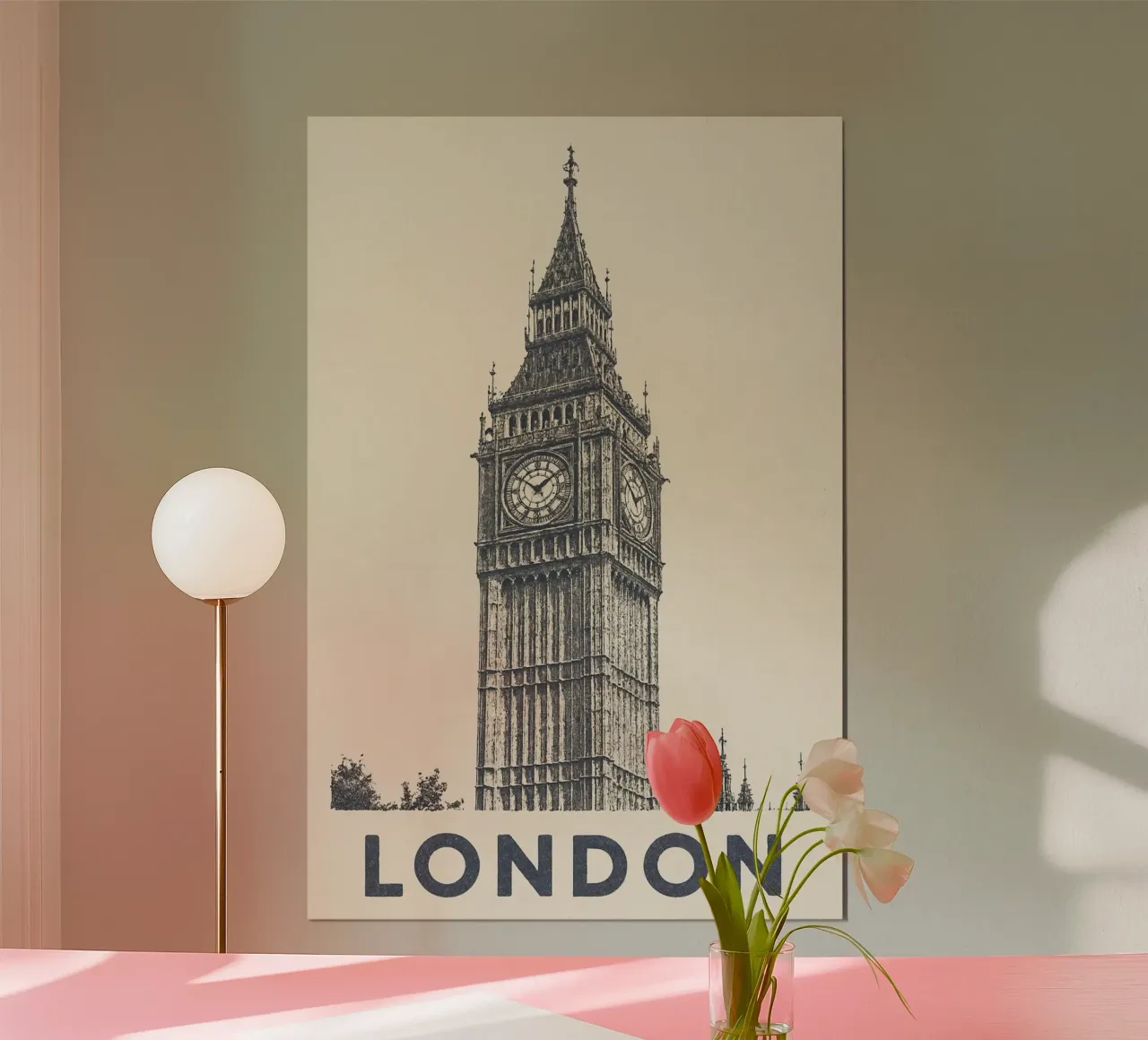 London – Big Ben Print - Linocut Series carta hahnemühle da Studio Mooodz