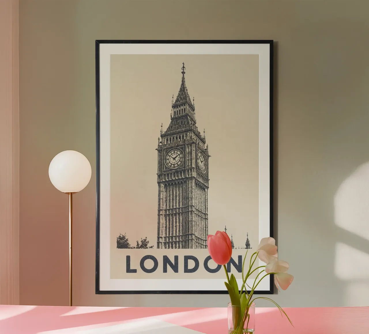 London – Big Ben Print - Linocut Series carta hahnemühle da Studio Mooodz