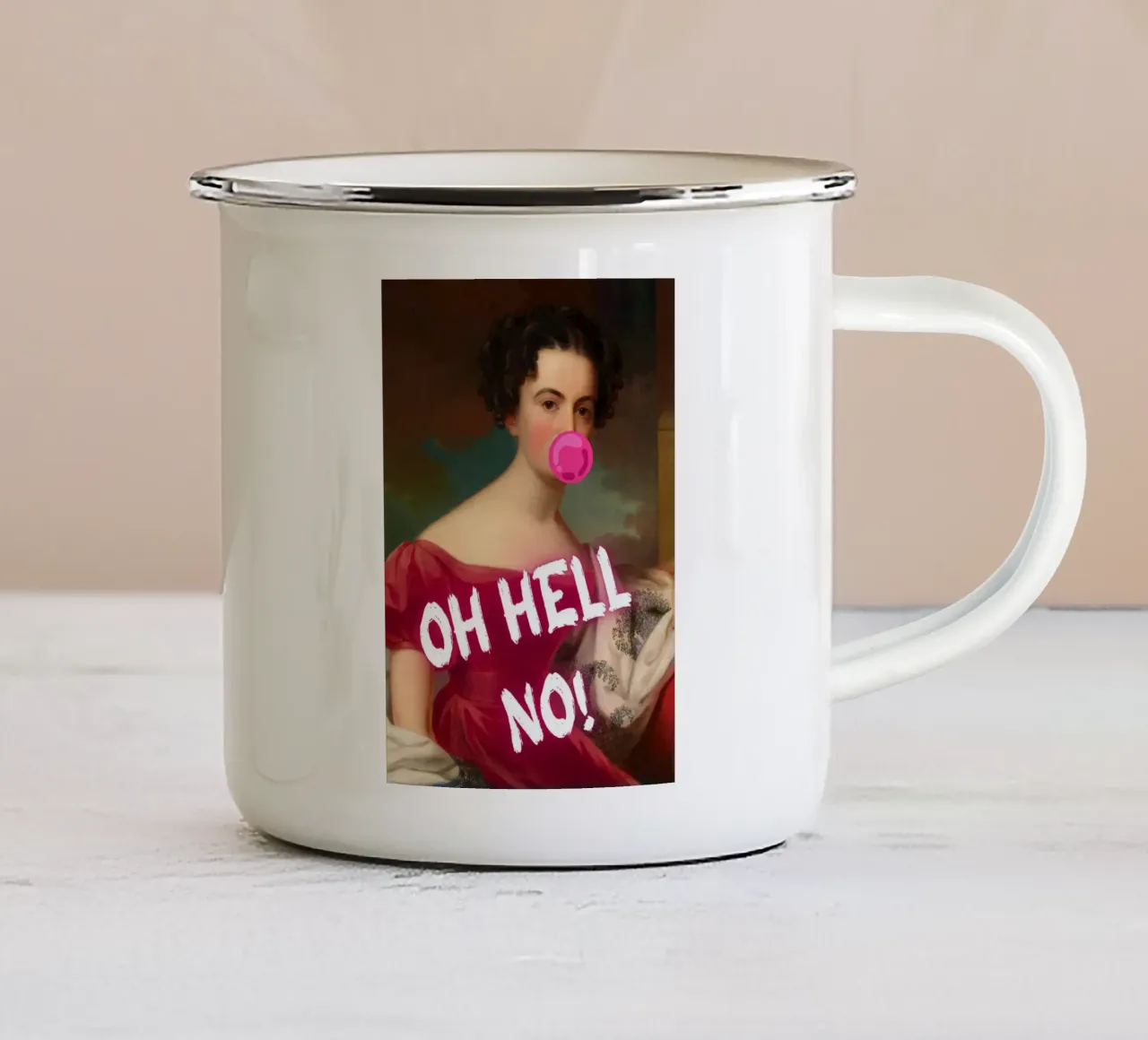 "Oh Hell No!" - Pop Art, Remix classico, Umoristico, Ribelle tazza in smalto da NorwesClub