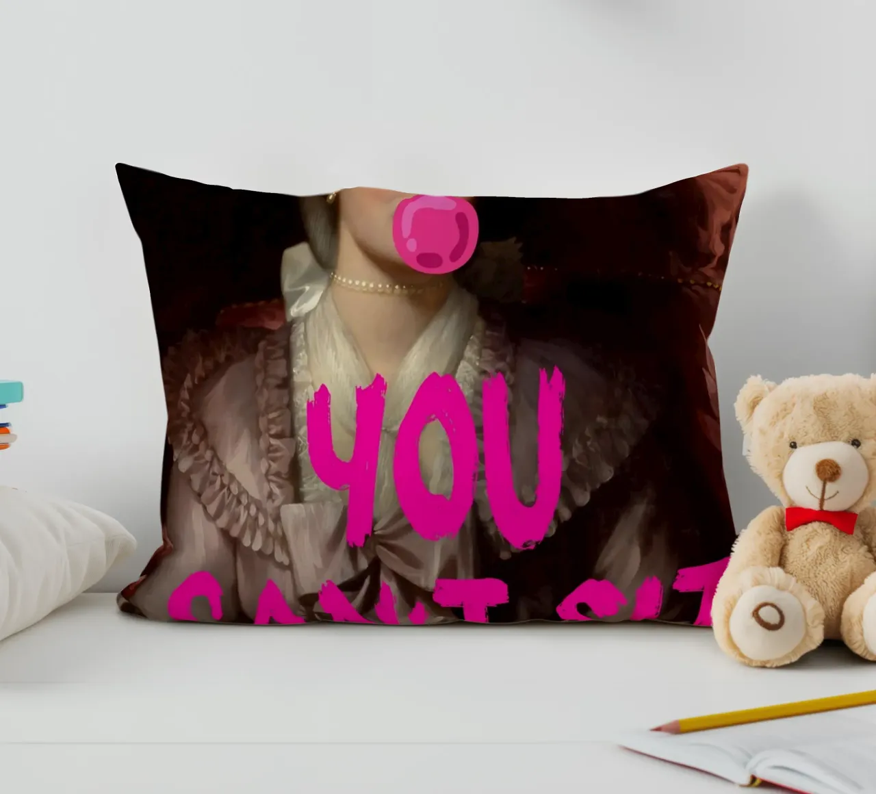 "Can't Sit With Me" - Pop Art, Remix classico, Meme Culture, cuscino da NorwesClub