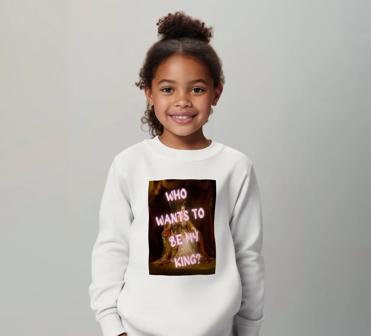 "¿Quiere mi rey?" - Mokaky, Pop Art, Realeza, Empoderamiento, Hu sudadera para niño de NorwesClub