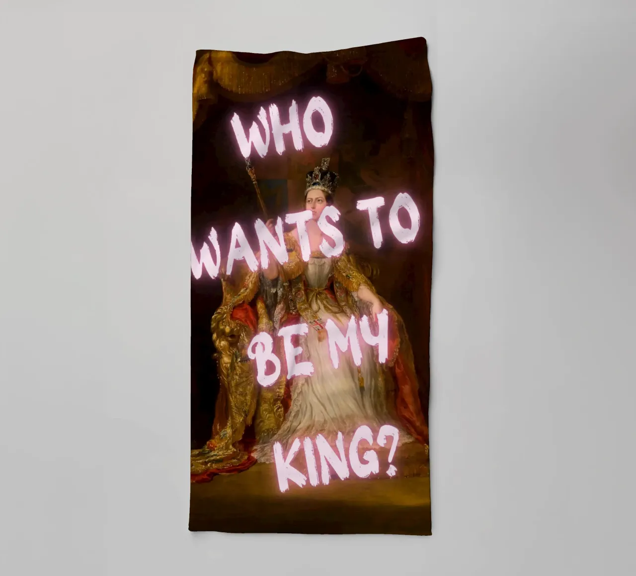 "¿Quiere mi rey?" - Mokaky, Pop Art, Realeza, Empoderamiento, Hu toalla de baño de NorwesClub