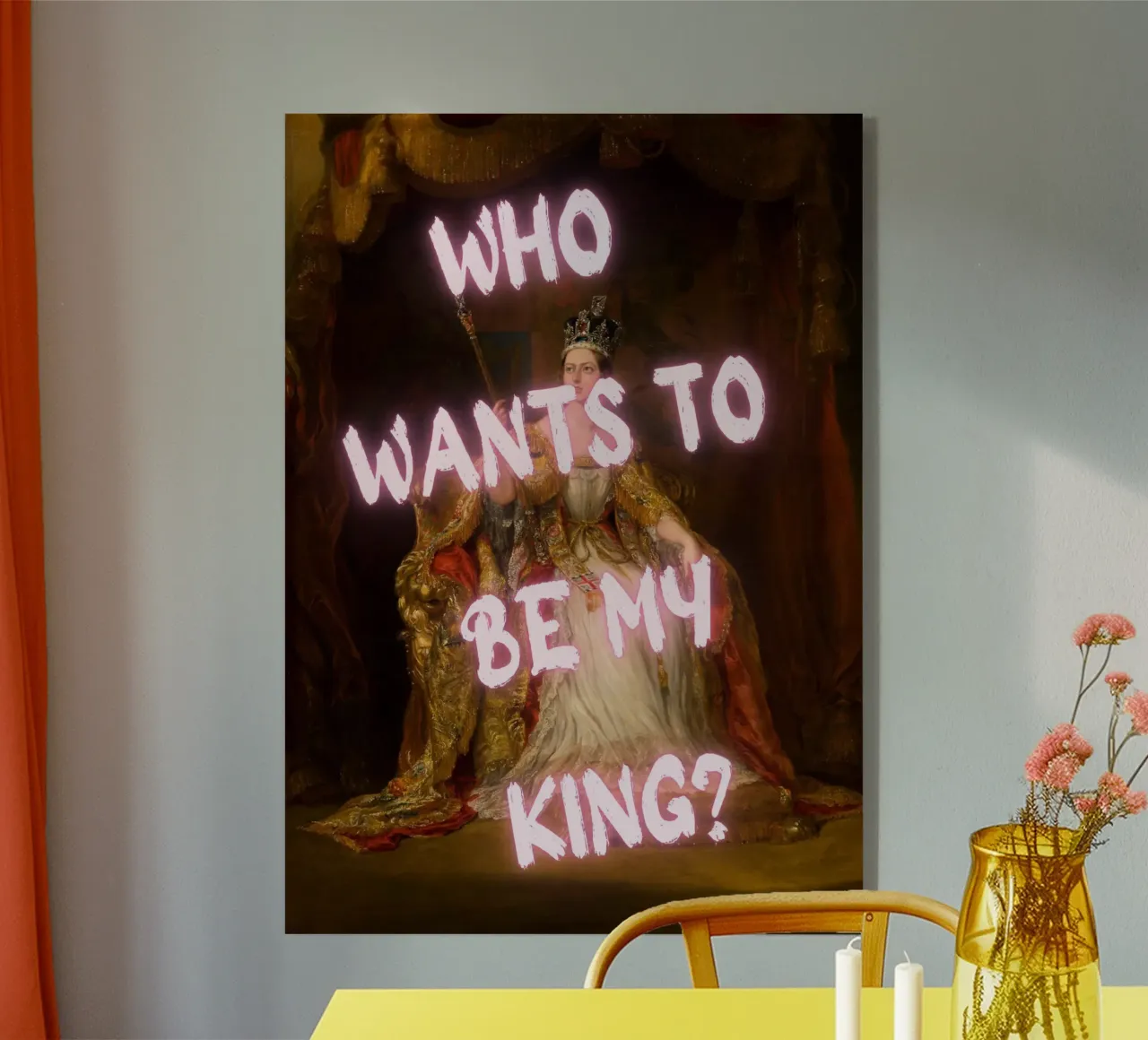 "¿Quiere mi rey?" - Mokaky, Pop Art, Realeza, Empoderamiento, Hu metacrilato de NorwesClub