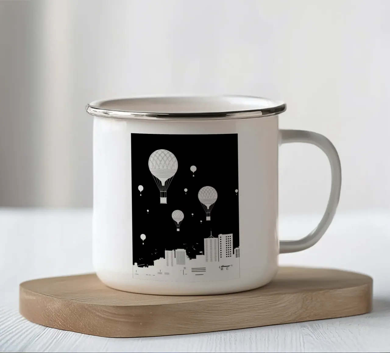 Balloons And The City tazza in smalto da Balazs Solti