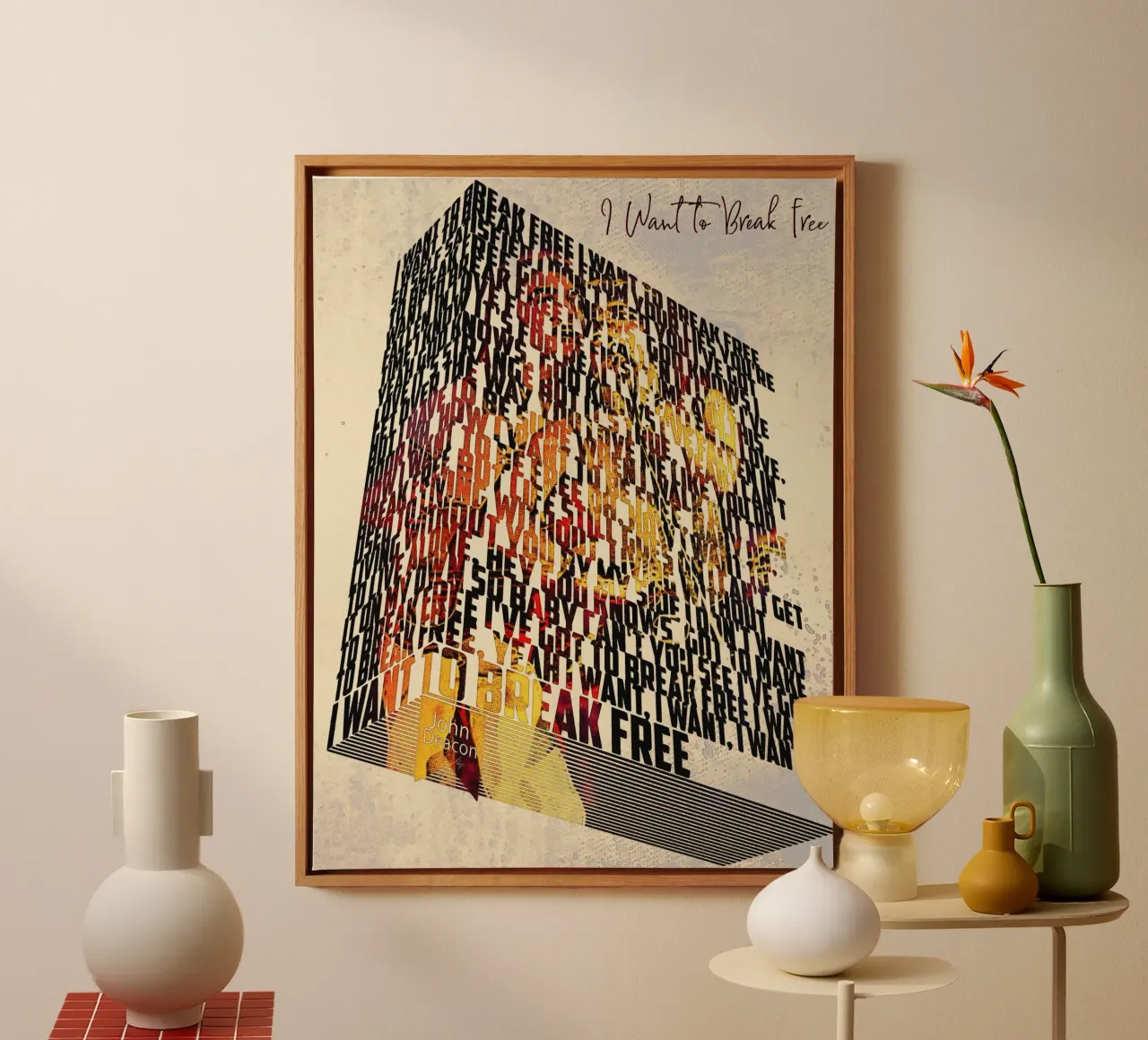 I Want to Break Free (Textbuch) Leinwand mit Schattenfugenrahmen von Gunawan Rb