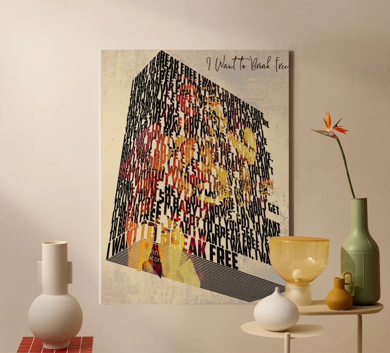 I Want to Break Free (Textbuch) Leinwand mit Schattenfugenrahmen von Gunawan Rb