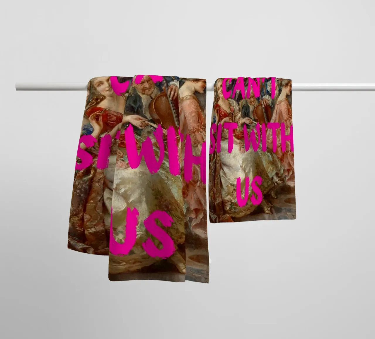 "Can't Sit With Us" - Pop Art, Rococo Remix, Meme Culture, P asciugamano da bagno da NorwesClub