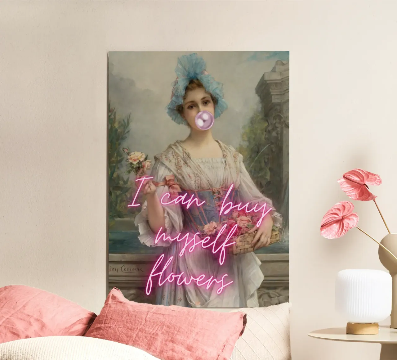 "Je m'achète des fleurs" - Léon Comerre, Pop Art, Empowerment poster avec cadre en aluminium de NorwesClub