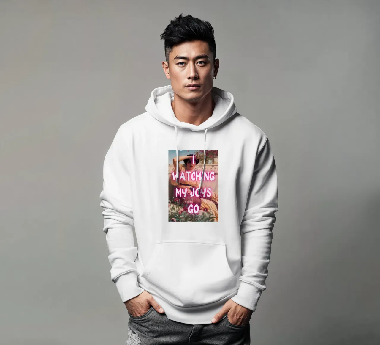 "Watching Joys Go" - Remix classico, Pop Art, emozionale, Tren felpa con cappuccio da NorwesClub