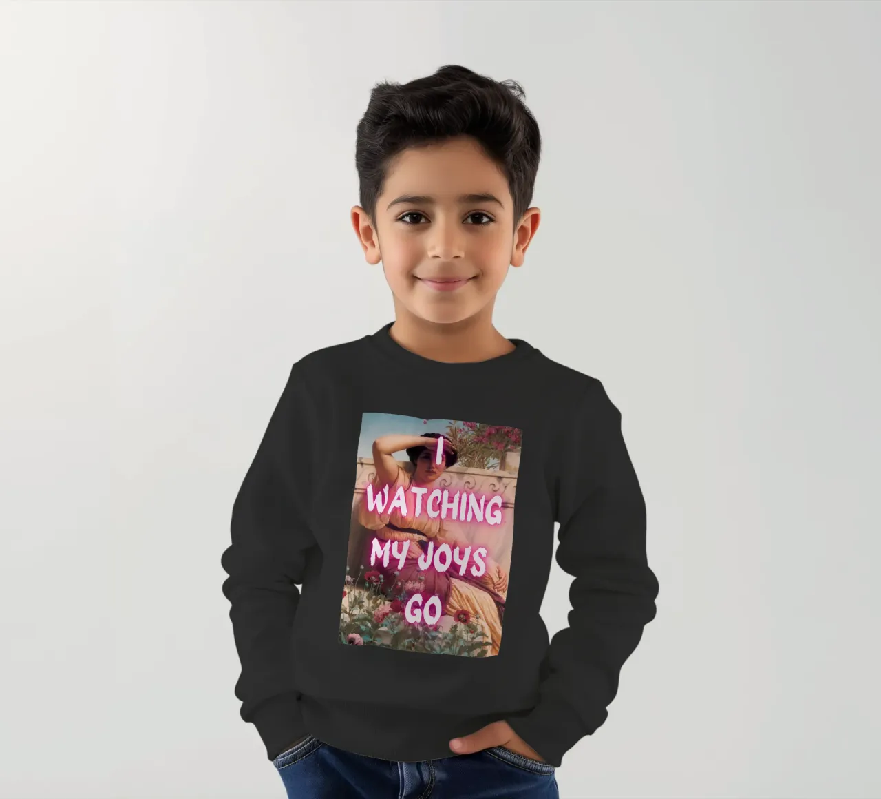 "Watching Joys Go" - Remix classico, Pop Art, emozionale, Tren felpa bambino da NorwesClub