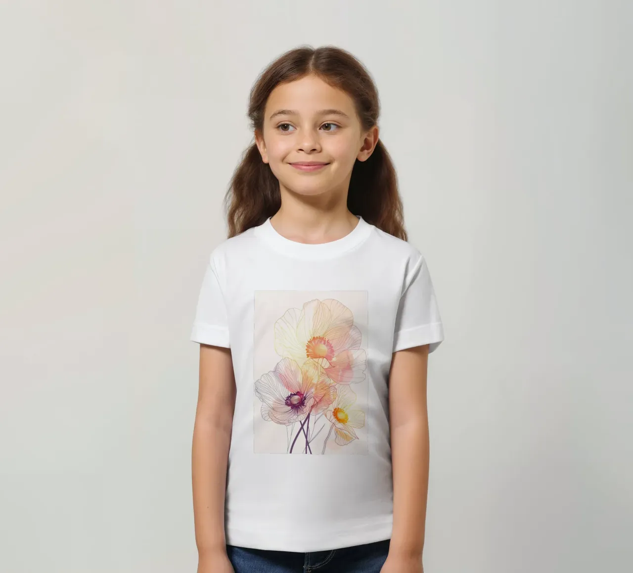 Flowers pattern kinder t-shirt van Justyna Jaszke JBJart