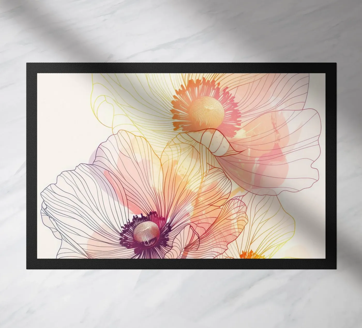 Bloemen patroon deurmat van Justyna Jaszke JBJart