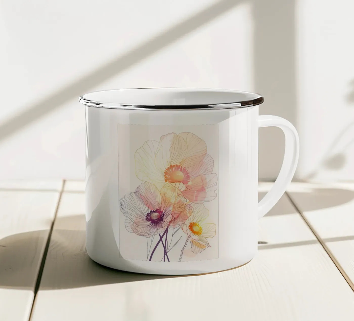 Flowers pattern enamel mug by Justyna Jaszke JBJart