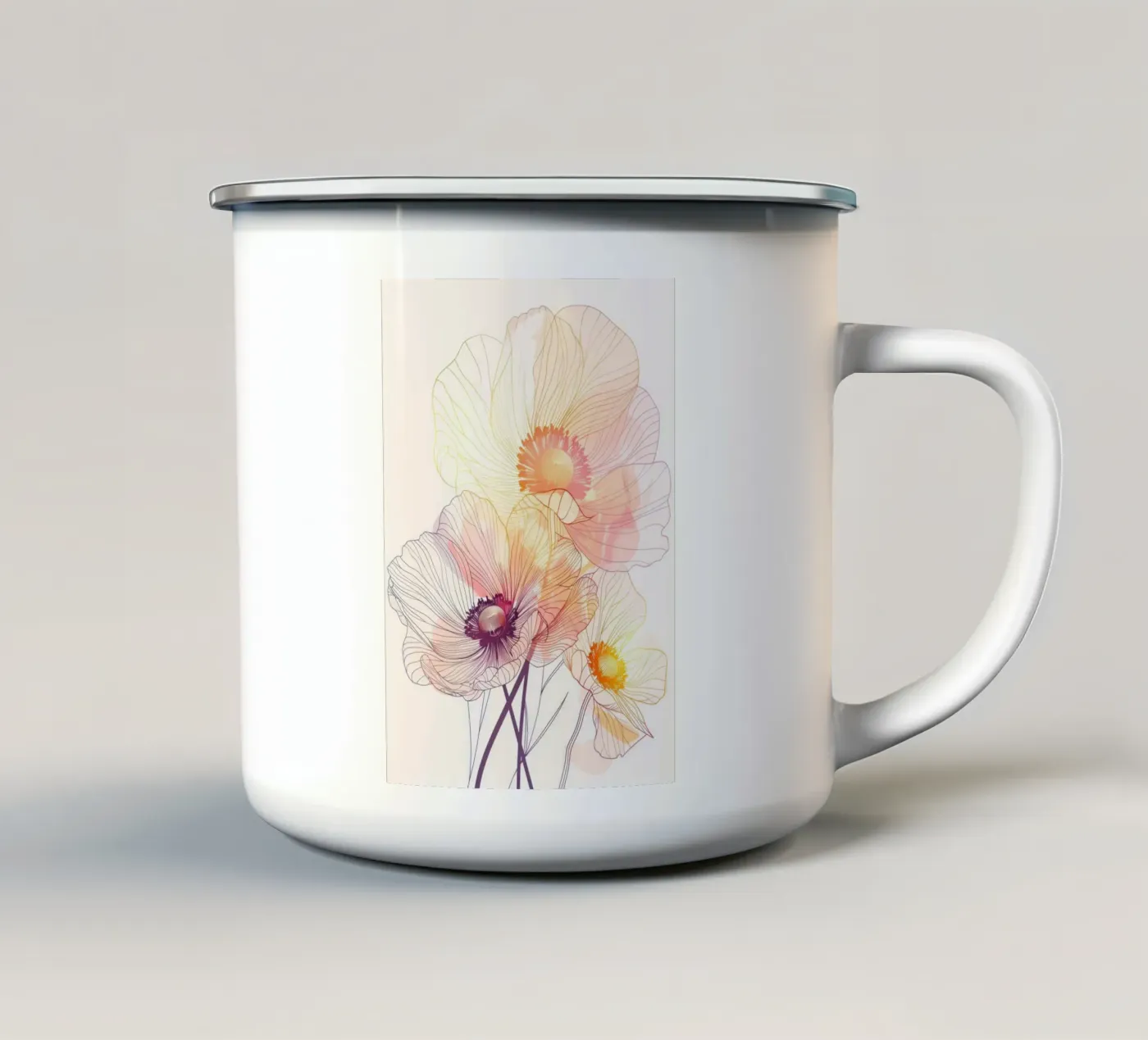 Flowers pattern enamel mug by Justyna Jaszke JBJart