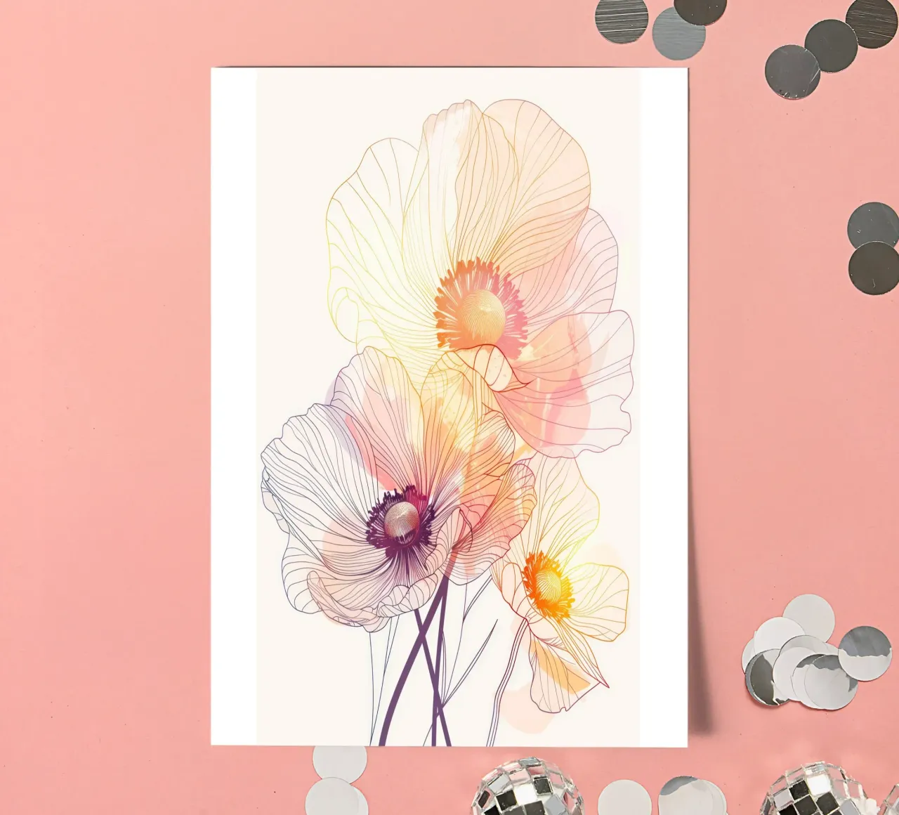 Flowers pattern sticker sheet by Justyna Jaszke JBJart