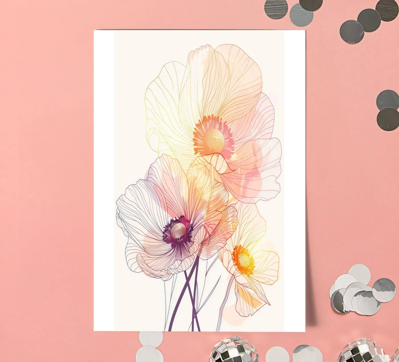 Flowers pattern stickervel van Justyna Jaszke JBJart