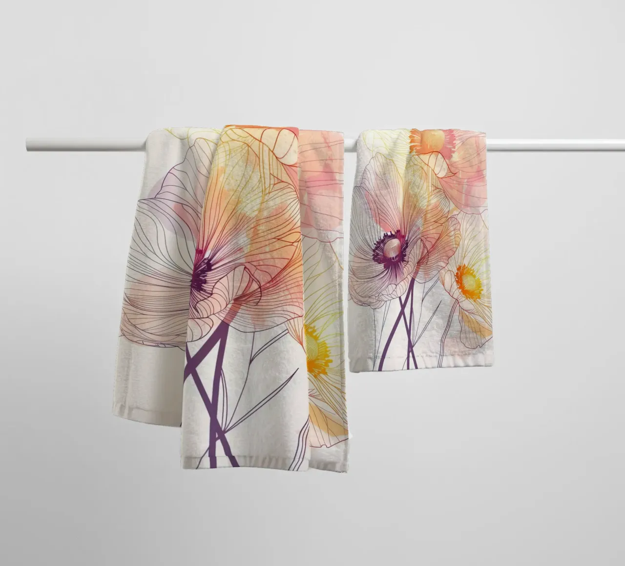 Flowers pattern badhanddoek van Justyna Jaszke JBJart