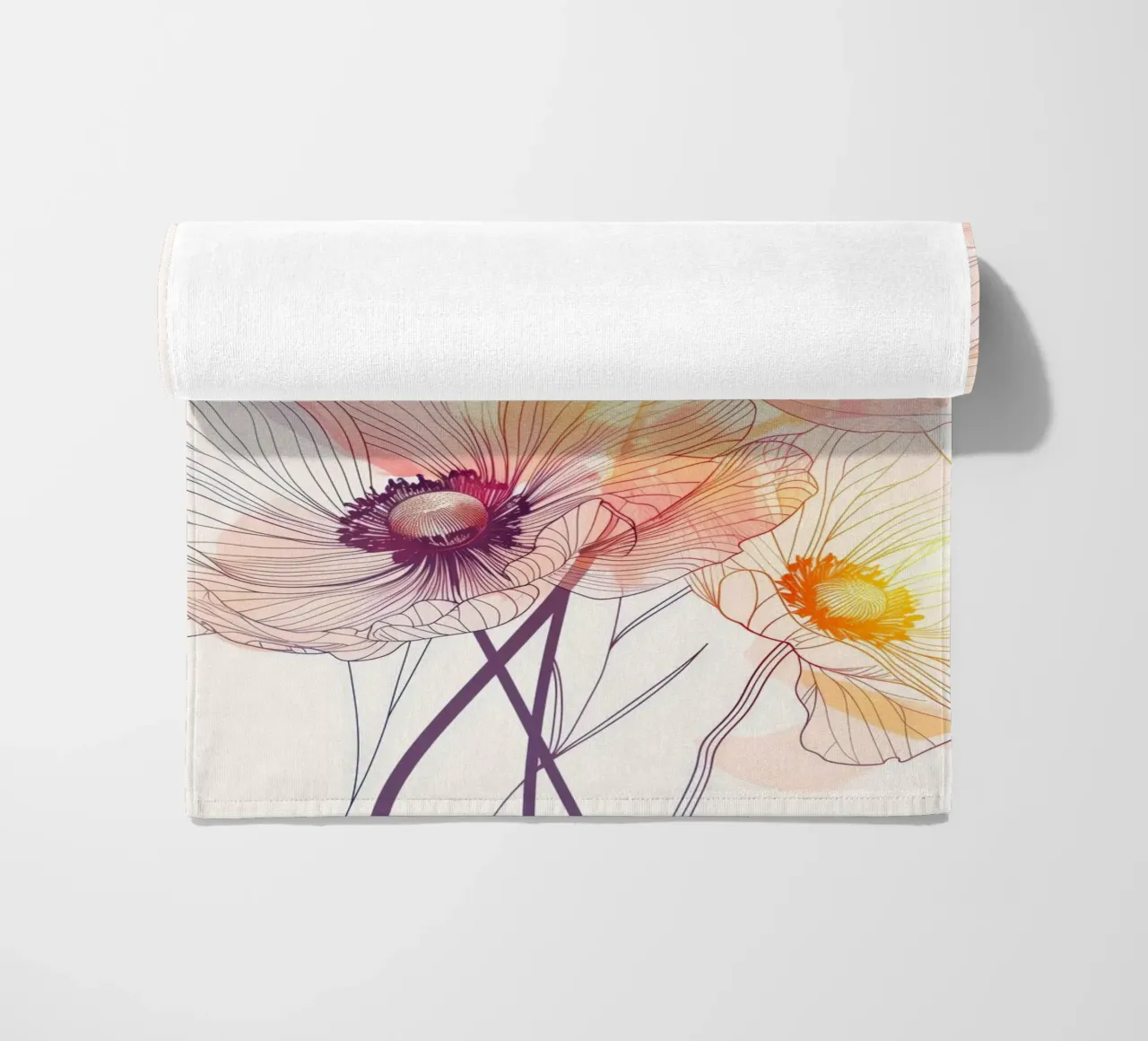 Flowers pattern beach towel by Justyna Jaszke JBJart