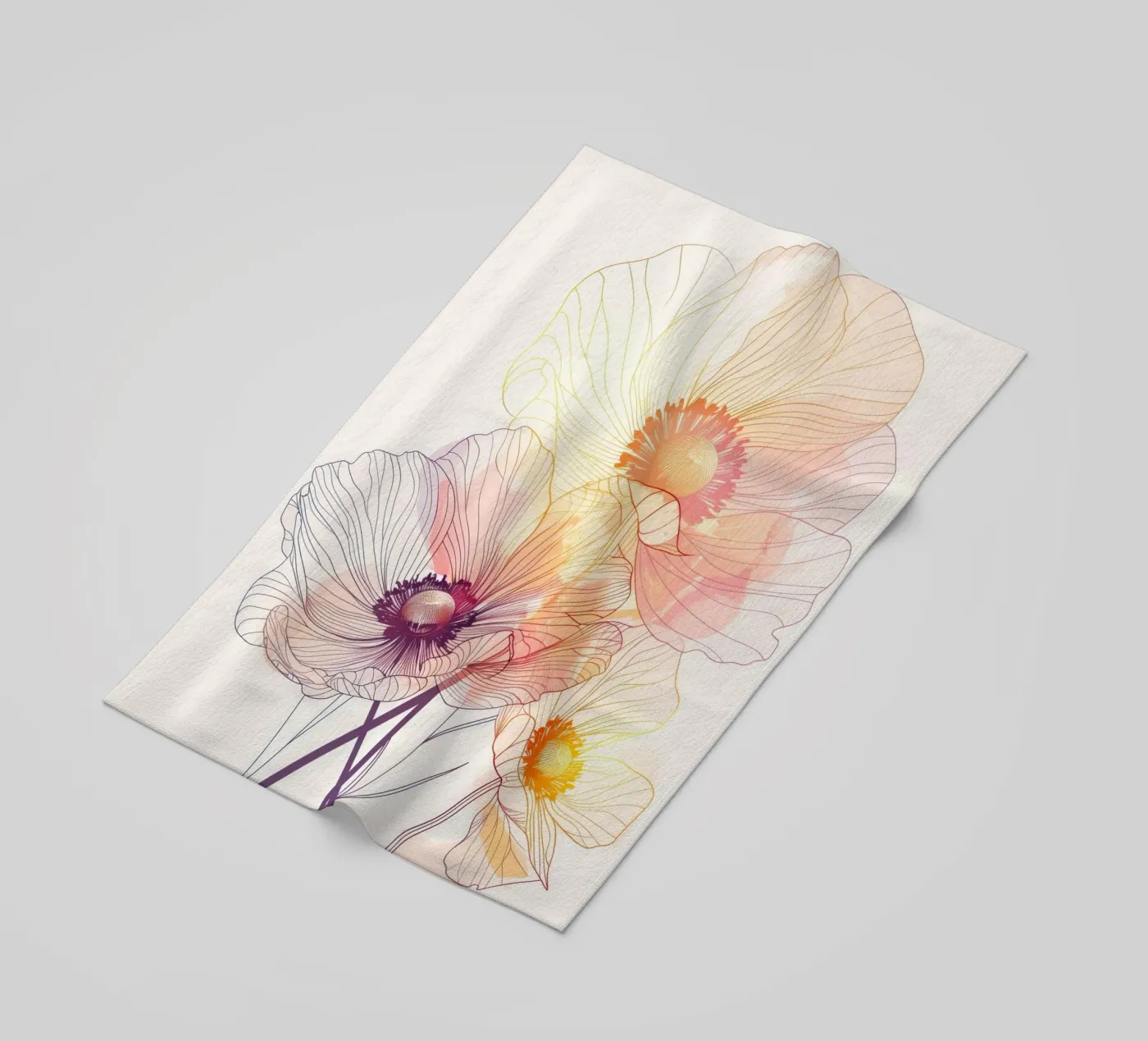 Flowers pattern beach towel by Justyna Jaszke JBJart