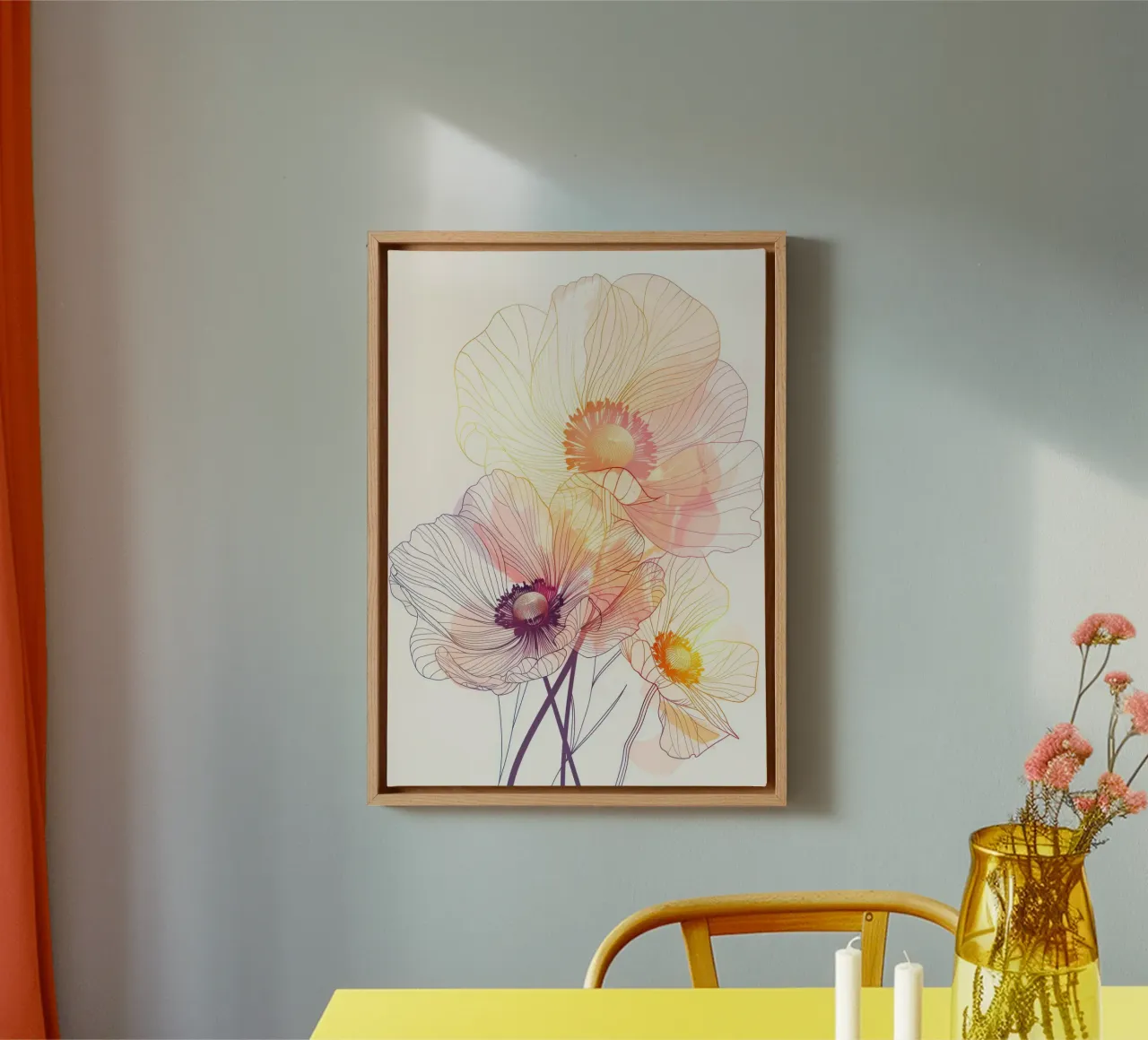 Bloemen patroon canvas met Baklijst van Justyna Jaszke JBJart
