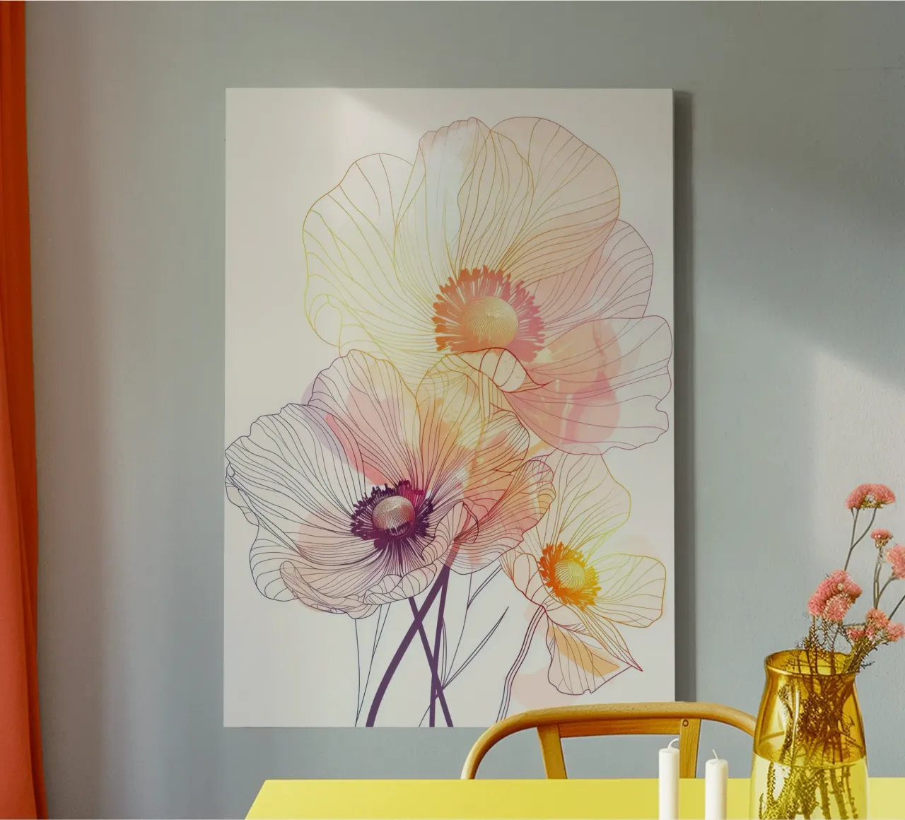 Bloemen patroon canvas met Baklijst van Justyna Jaszke JBJart
