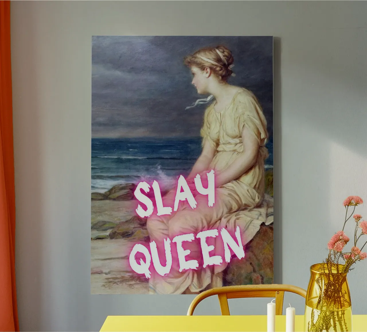 "Slay Queen" - Pop Art, Remix Clásico, Empoderamiento, Trendy P lienzo con Marco flotante de NorwesClub