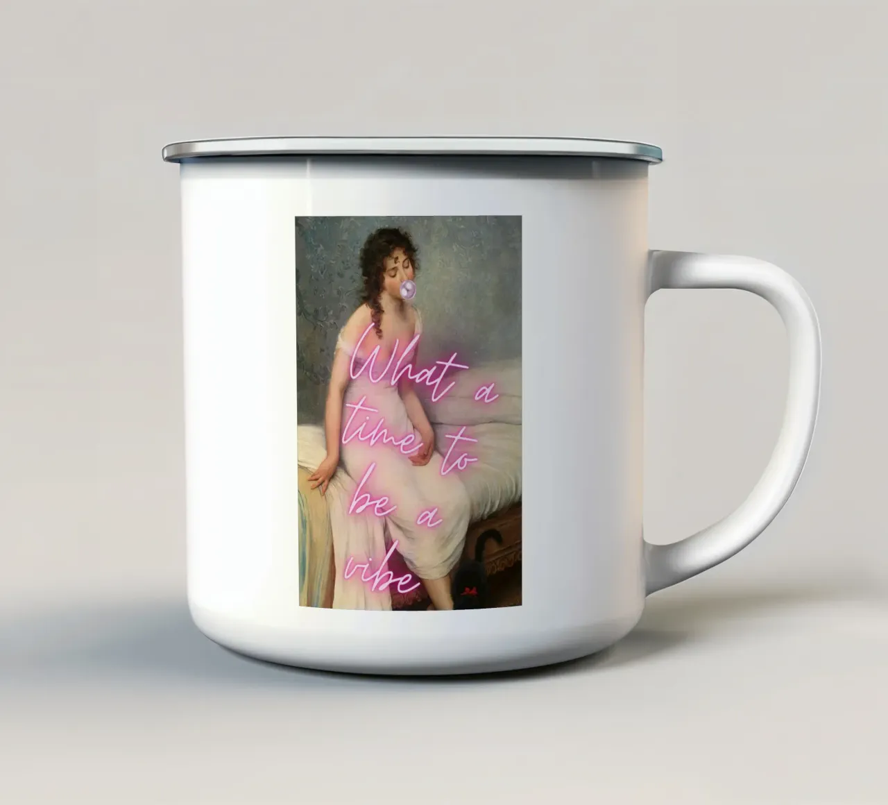 "Time to Be a Vibe" - Pop-Art, klassischer Remix, trendig, chillig Emaille Tasse von NorwesClub