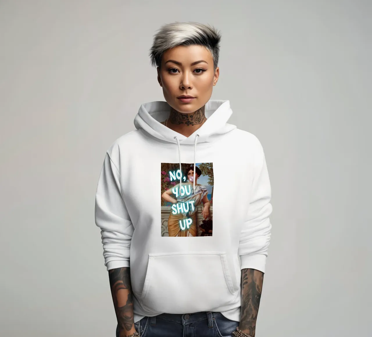 "No, tu stai zitto!" - Pop Art, Remix classico, umoristico, audace felpa con cappuccio da NorwesClub