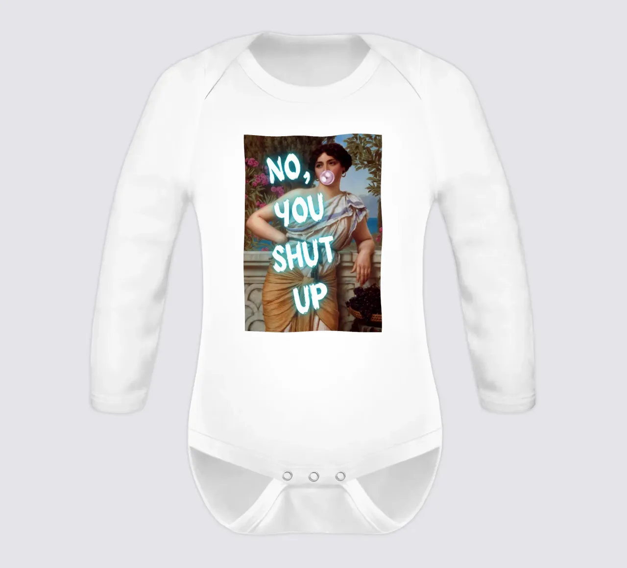 "No, tu stai zitto!" - Pop Art, Remix classico, umoristico, audace body neonato maniche lunghe da NorwesClub