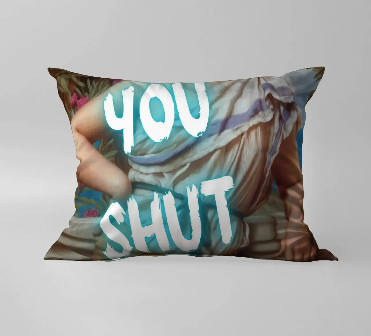 "No, tu stai zitto!" - Pop Art, Remix classico, umoristico, audace cuscino da NorwesClub