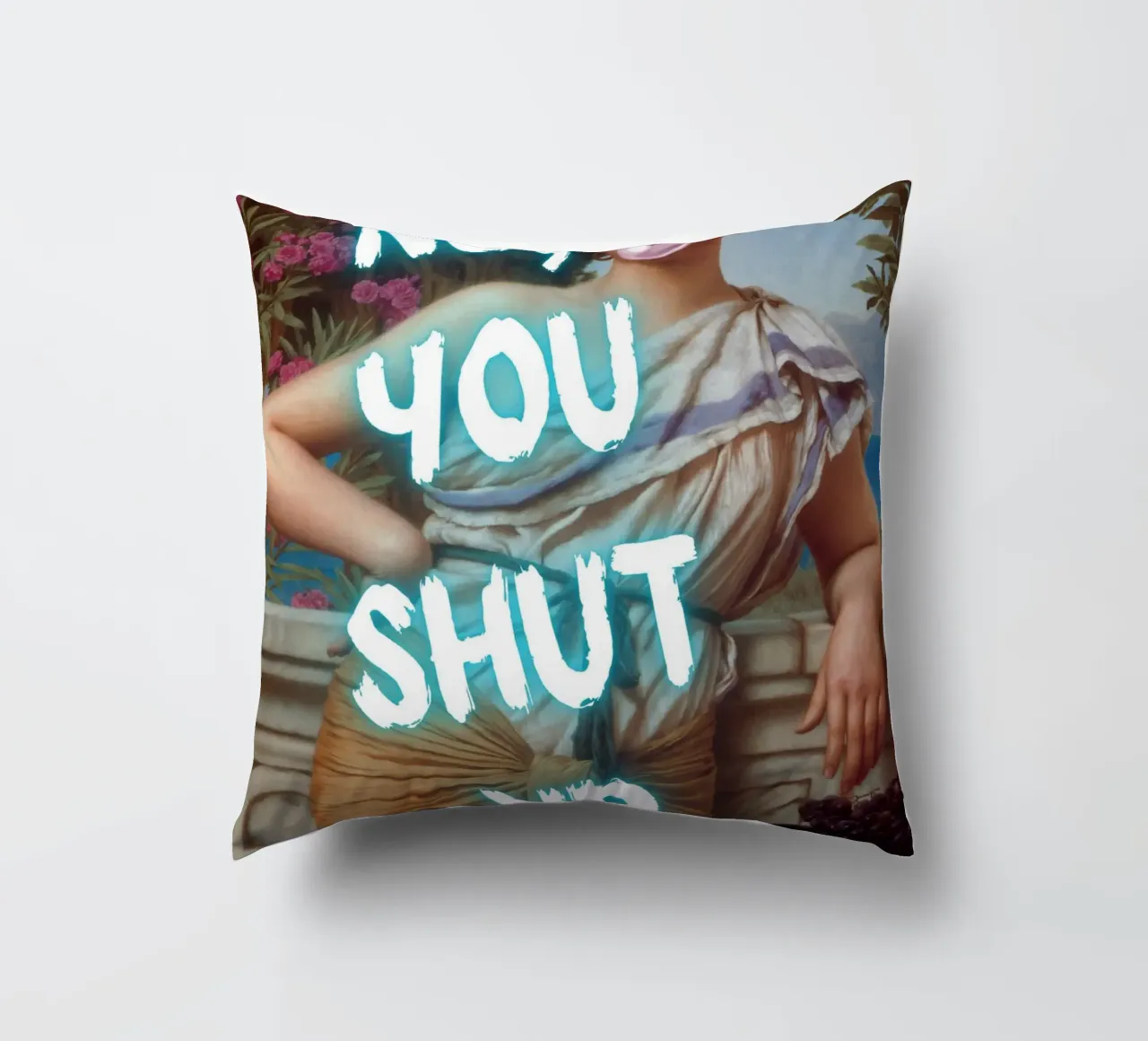 "No, tu stai zitto!" - Pop Art, Remix classico, umoristico, audace cuscino da NorwesClub