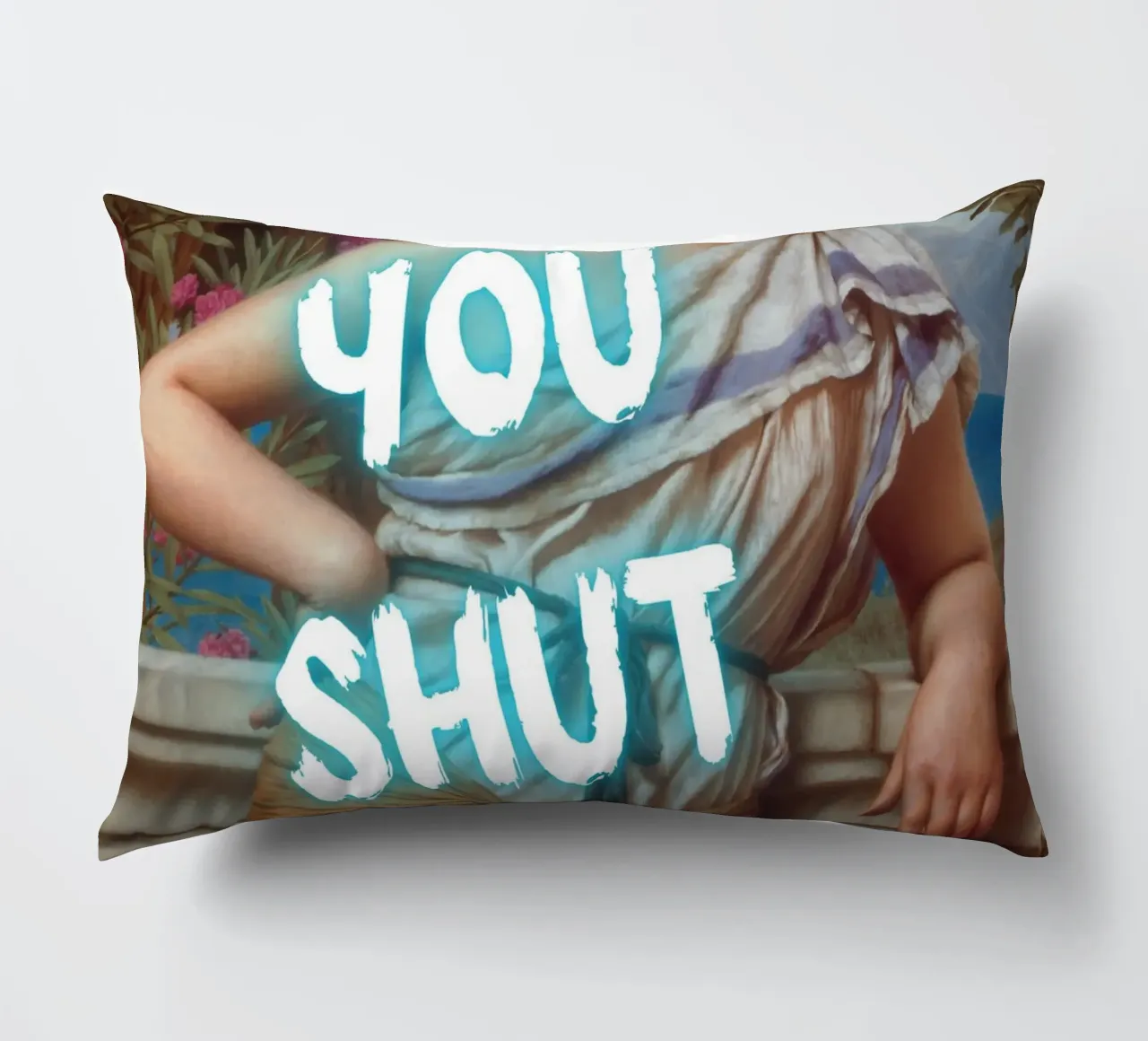 "No, tu stai zitto!" - Pop Art, Remix classico, umoristico, audace cuscino da NorwesClub