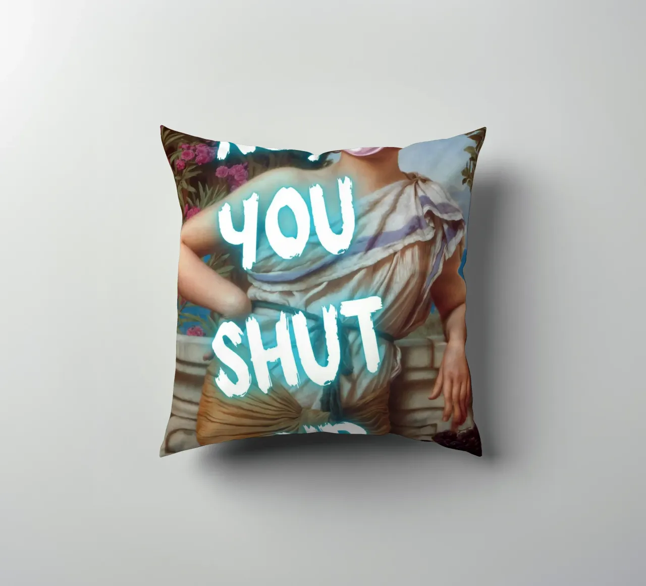 "No, tu stai zitto!" - Pop Art, Remix classico, umoristico, audace cuscino da NorwesClub