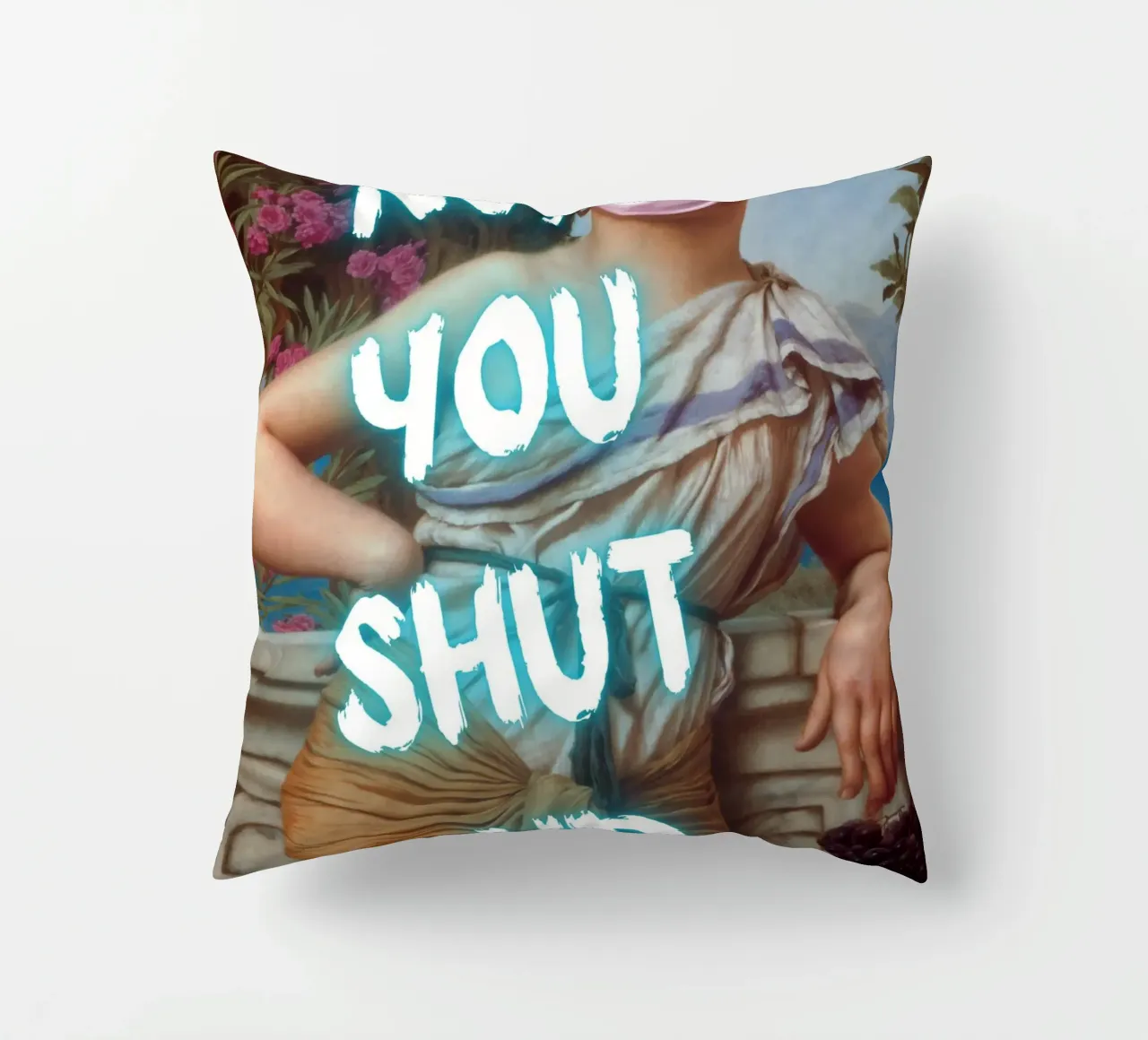 "No, tu stai zitto!" - Pop Art, Remix classico, umoristico, audace cuscino da NorwesClub