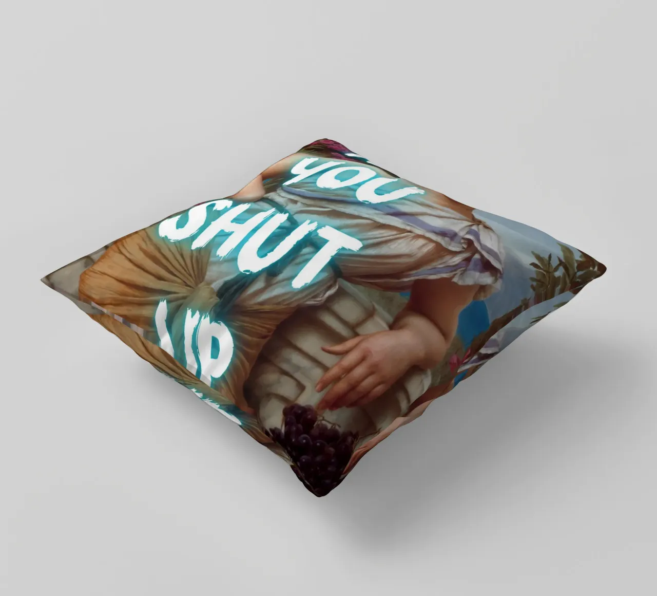 "No, tu stai zitto!" - Pop Art, Remix classico, umoristico, audace cuscino da NorwesClub