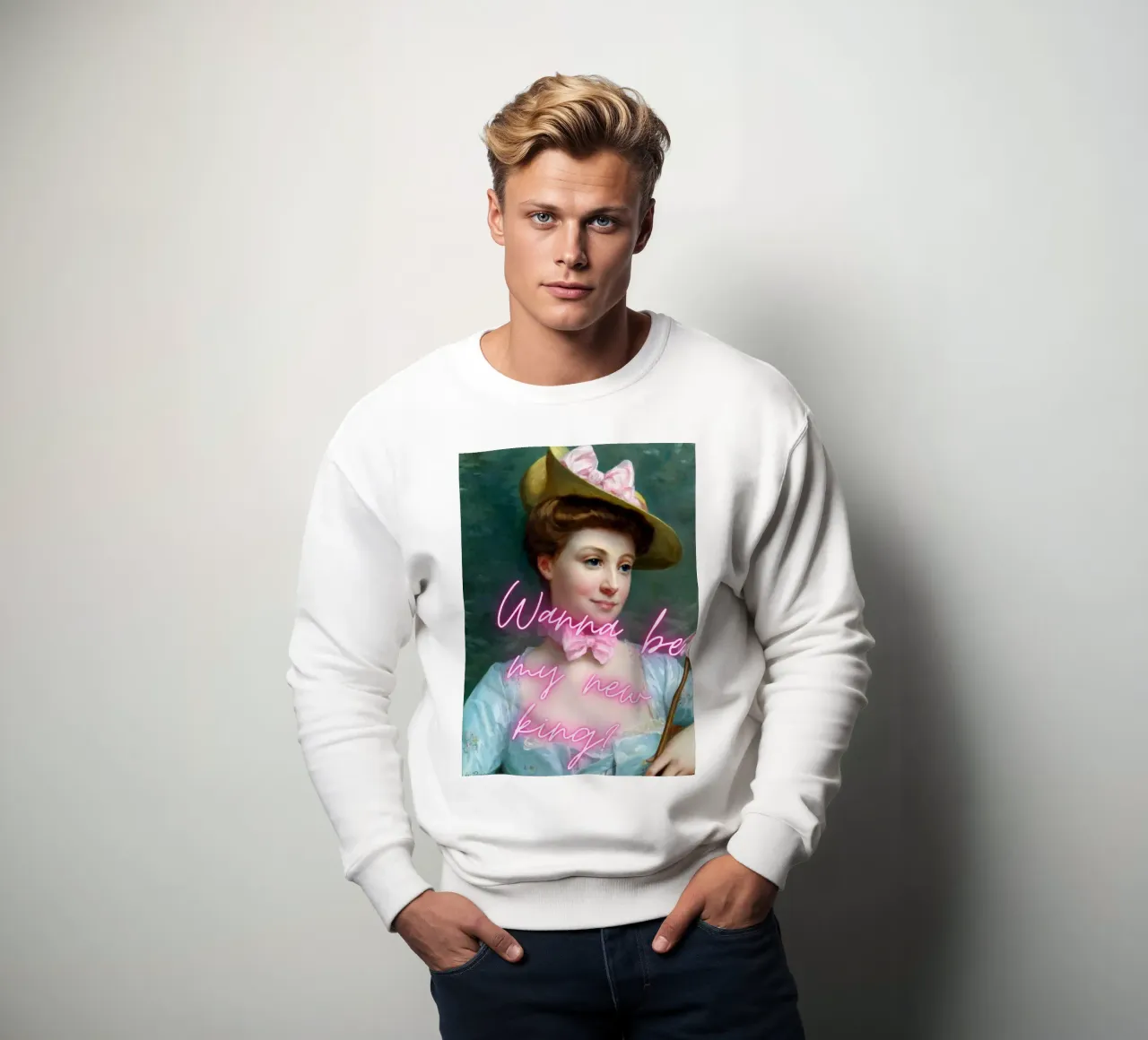 "Vuoi essere il mio nuovo re?" - Pop Art, Remix classico, giocoso, R felpa da NorwesClub