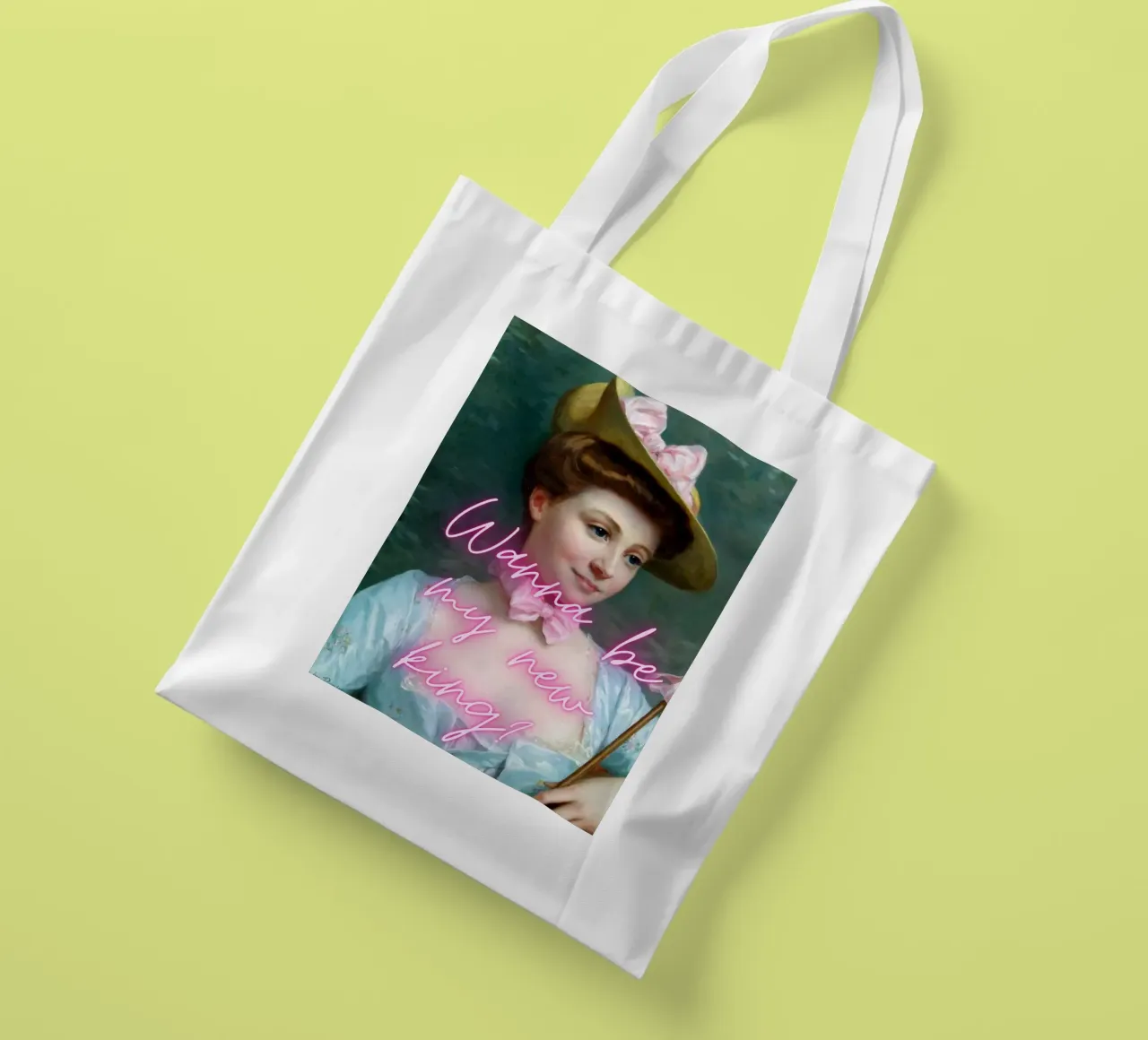 "Vuoi essere il mio nuovo re?" - Pop Art, Remix classico, giocoso, R borsa in juta da NorwesClub