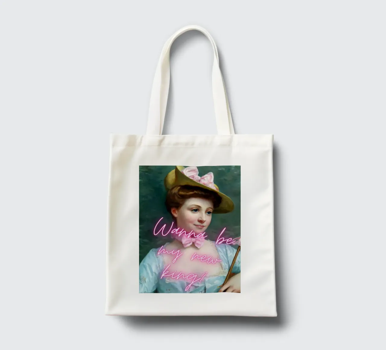 "Vuoi essere il mio nuovo re?" - Pop Art, Remix classico, giocoso, R borsa in juta da NorwesClub