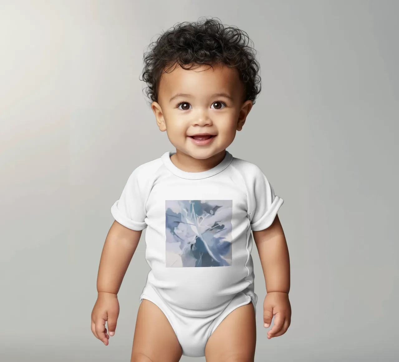 Iridescent Frost Bloom short-sleeve baby romper by Monarch Arc