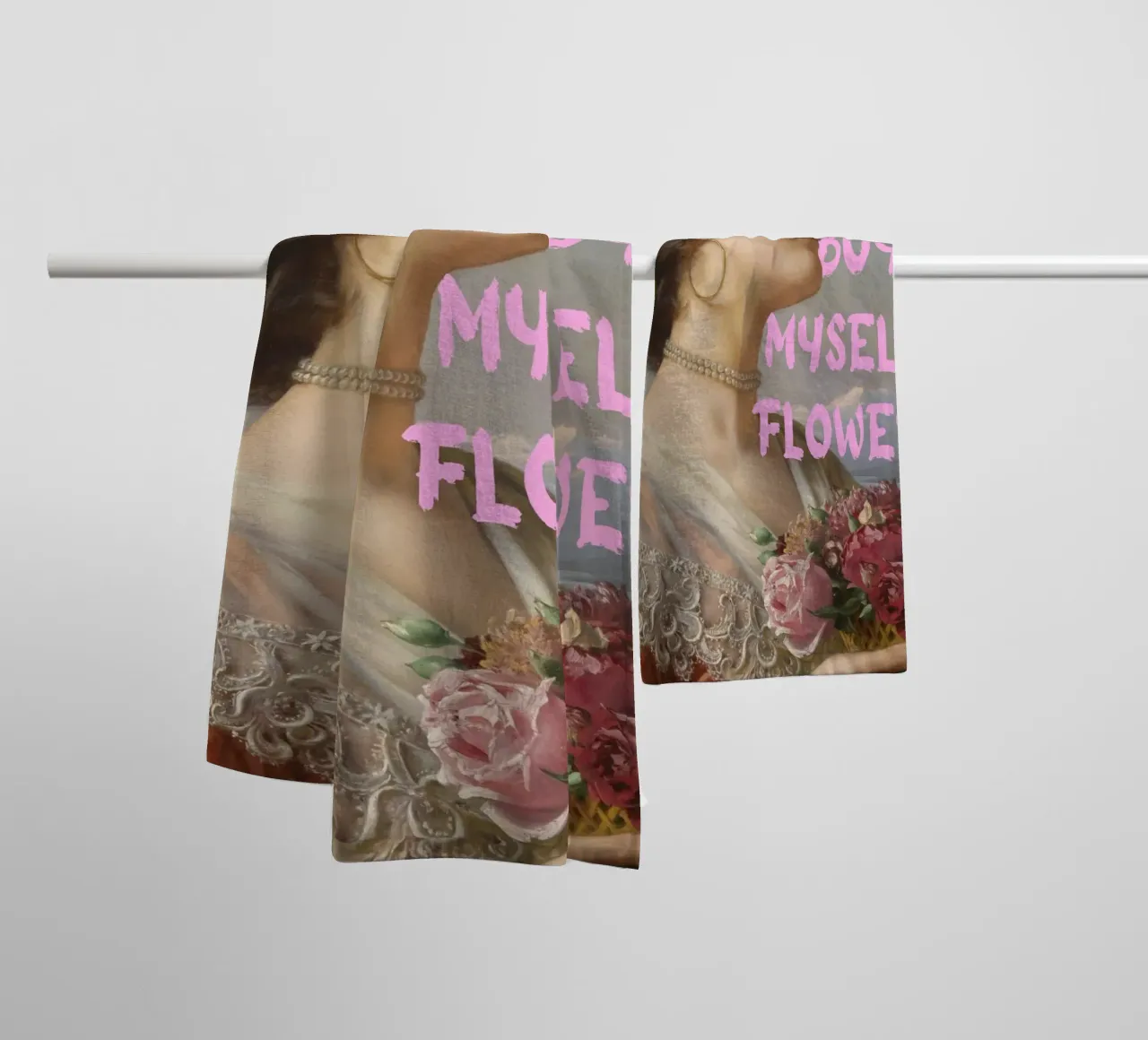 "Cómprame flores" - Bouguereau, Pop Art, Empoderamiento, Sel toalla de baño de NorwesClub