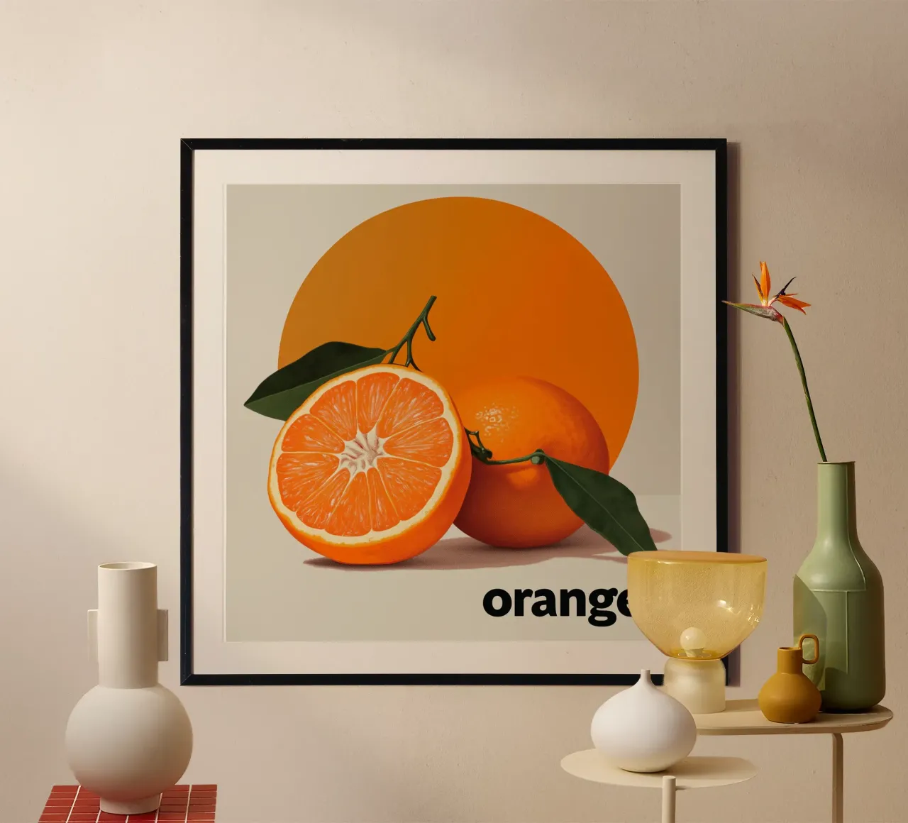 Fresh Orange poster con telaio in legno da Motivate-Today