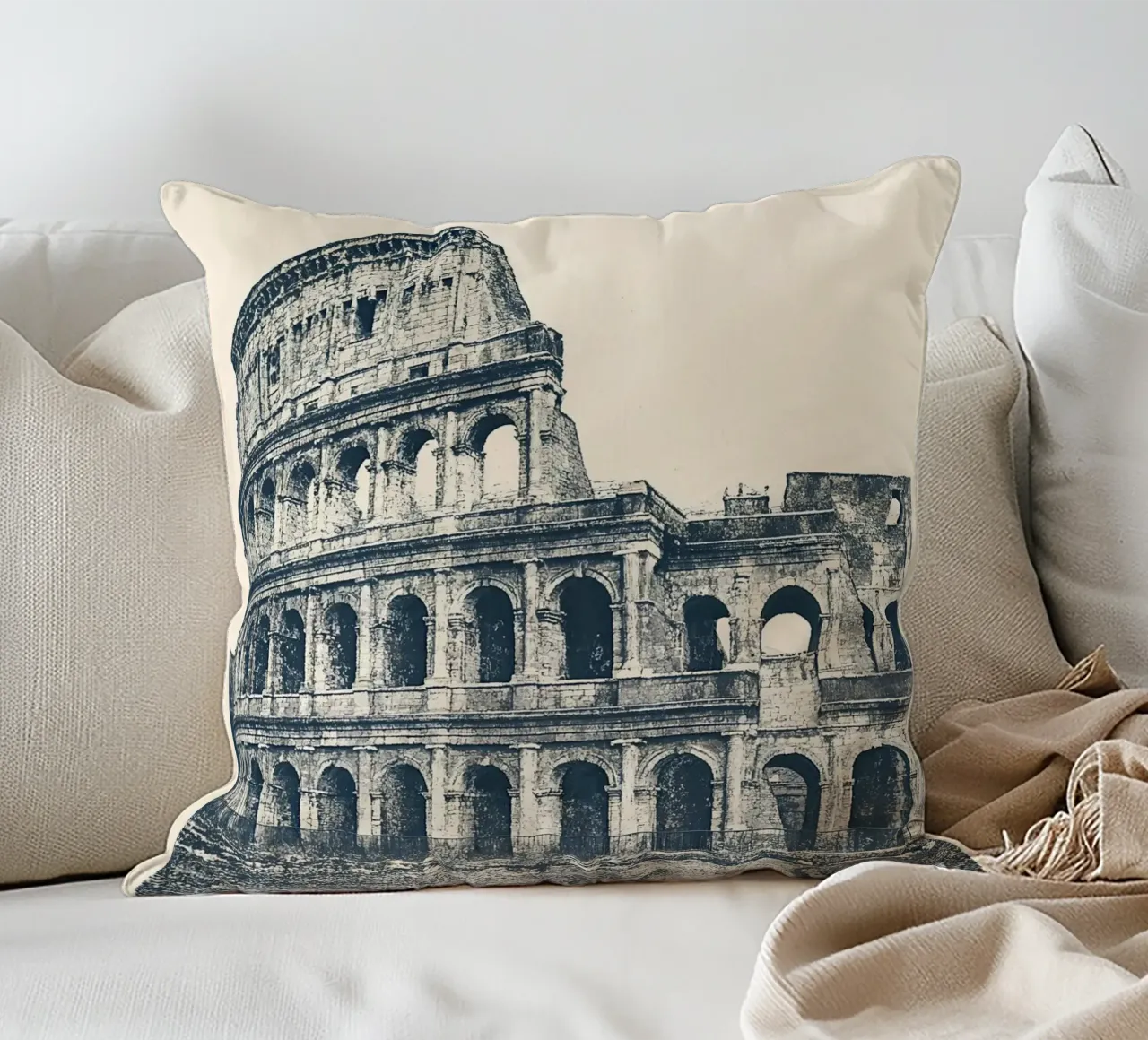 Rome – Colosseum Print - Linocut Series cuscino da Studio Mooodz