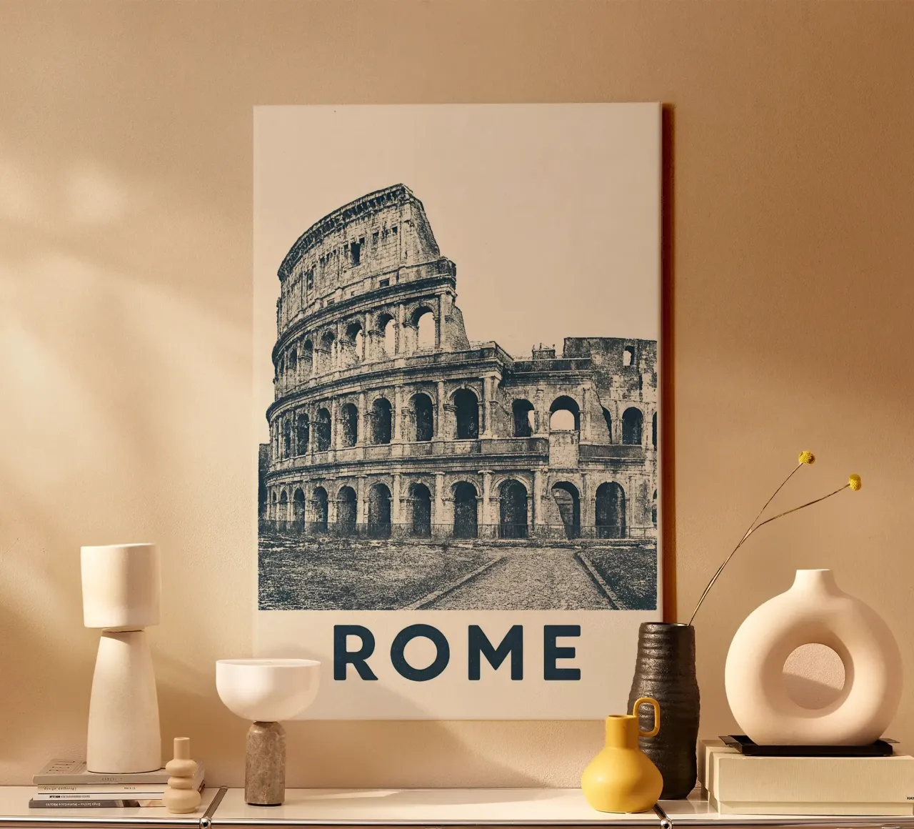 Rome – Colosseum Print - Linocut Series tela da Studio Mooodz