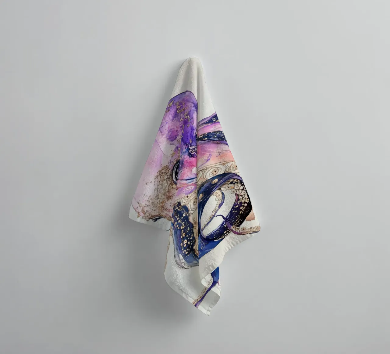 Pink octopus towel by Justyna Jaszke JBJart