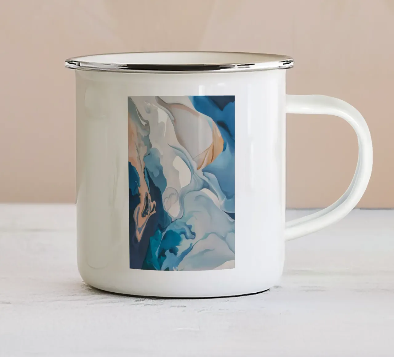Aqua zijde werveling emaille mok van Monarch Arc