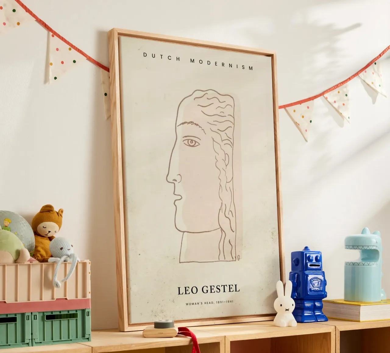 Gestel - Woman's Head tela con Cornice a cassetta da Vintage by JUNIQE