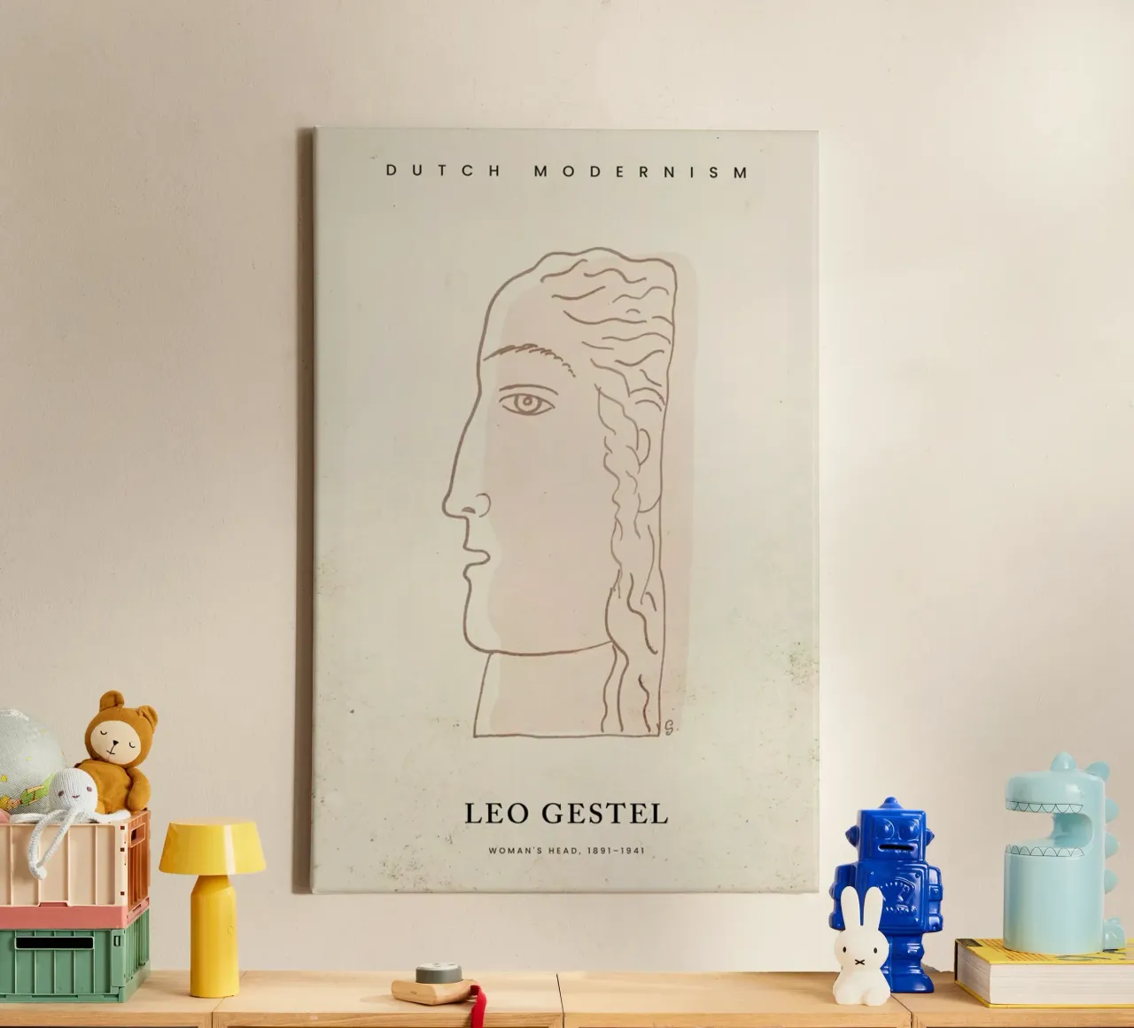 Gestel - Woman's Head tela con Cornice a cassetta da Vintage by JUNIQE