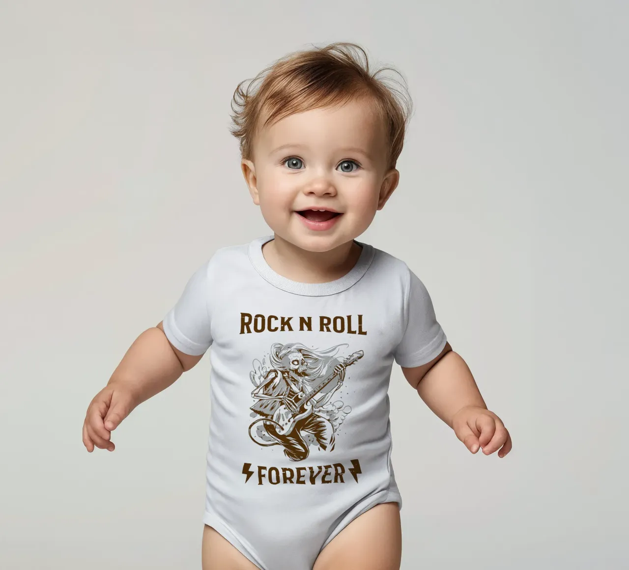 Rock n Roll per sempre body neonato maniche corte da Gunawan Rb