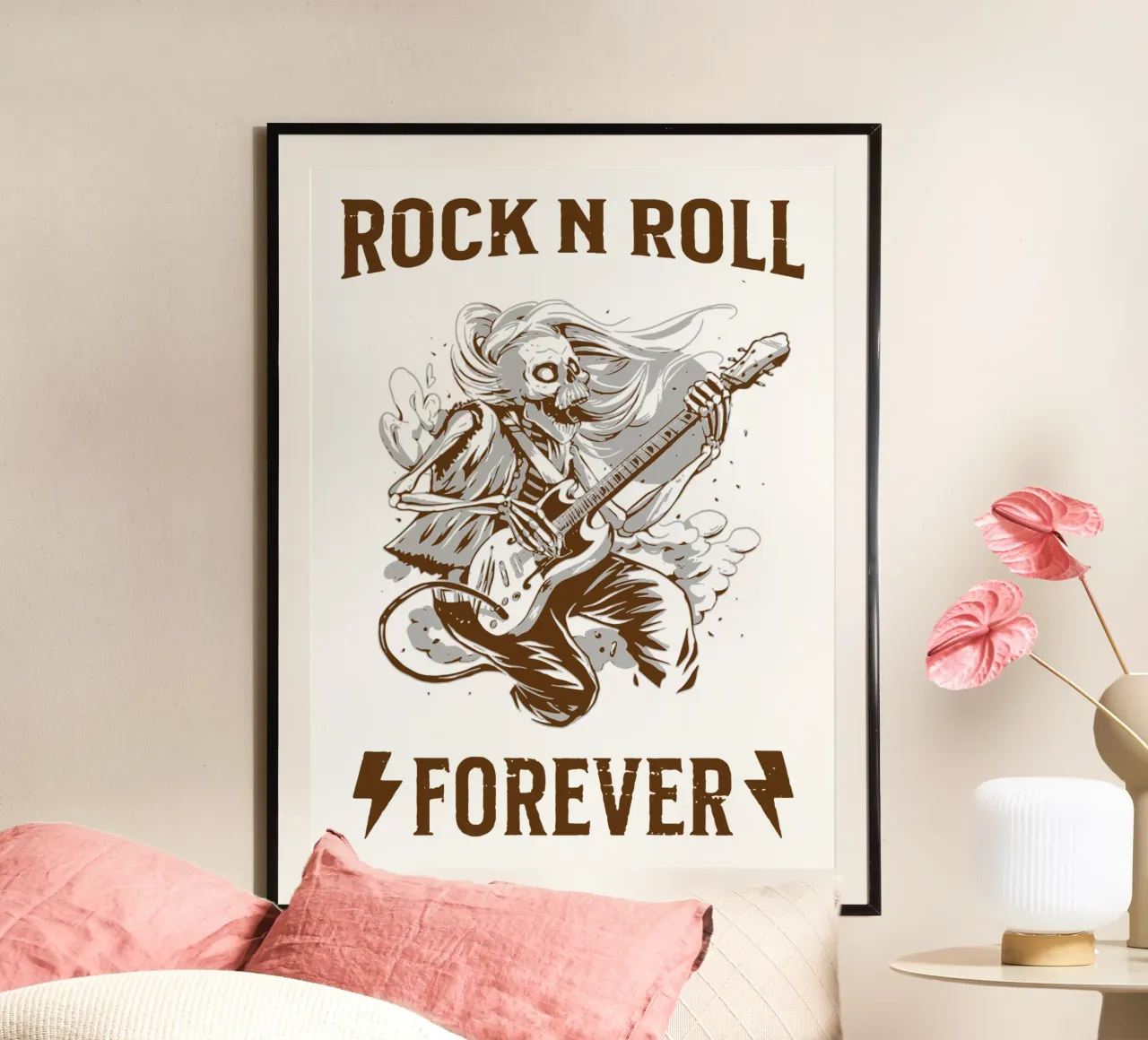 Rock n Roll per sempre poster con telaio in alluminio da Gunawan Rb